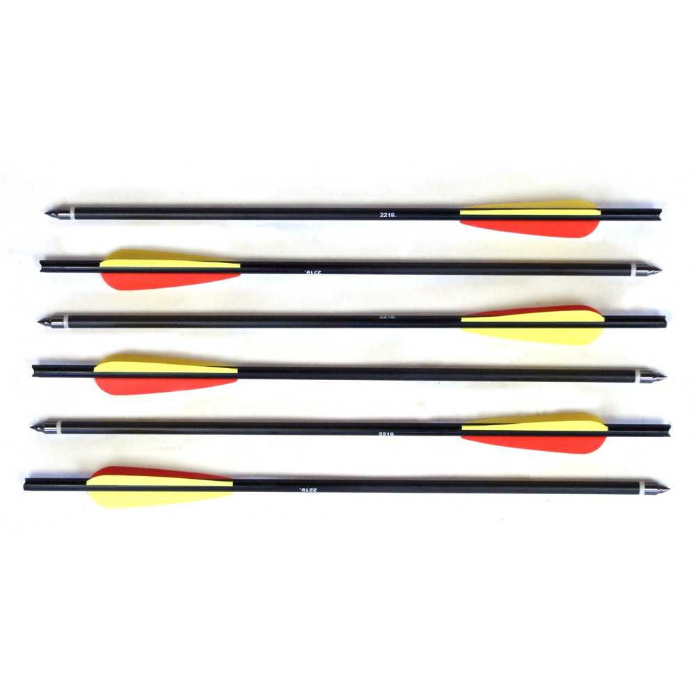 Man Kung Carreaux d'arbalète en aluminium 16 pouces noirs, lot de 6 (Ø9 mm)