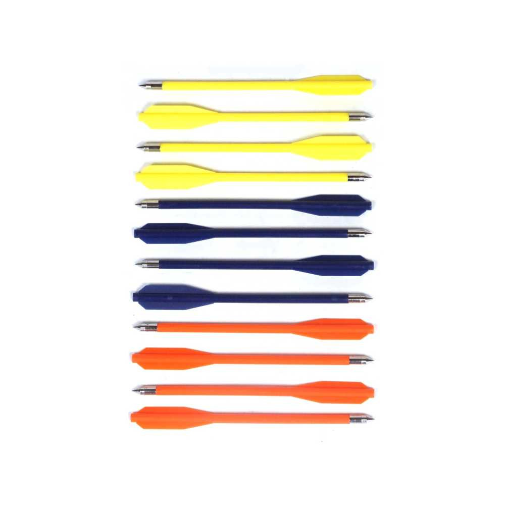 Man Kung Carreaux d'arbalète en plastique coloré Man Kung 6,5 pouces lot de 12 (Ø6 mm)