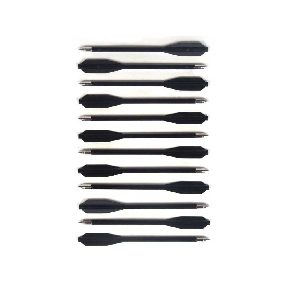 Man Kung Carreaux d'arbalète en plastique noir 6,5 pouces lot de 12 (Ø6 mm)